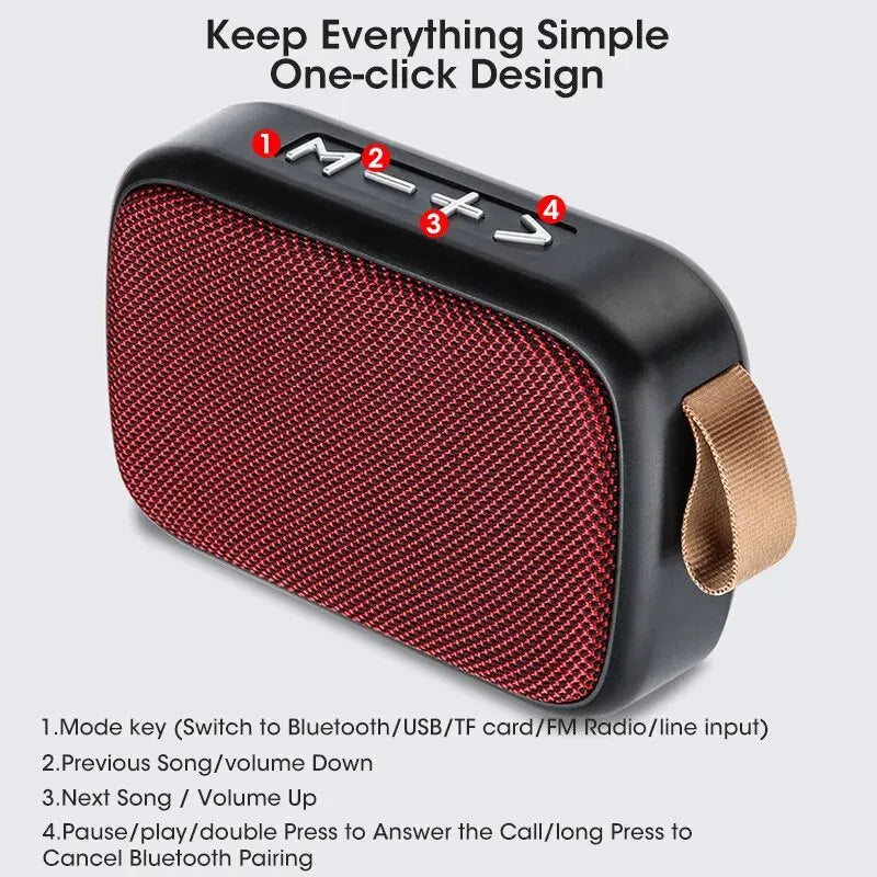 Portable Wireless Bluetooth Speaker -  Subwoofer, Mini Home Cloth Card Design