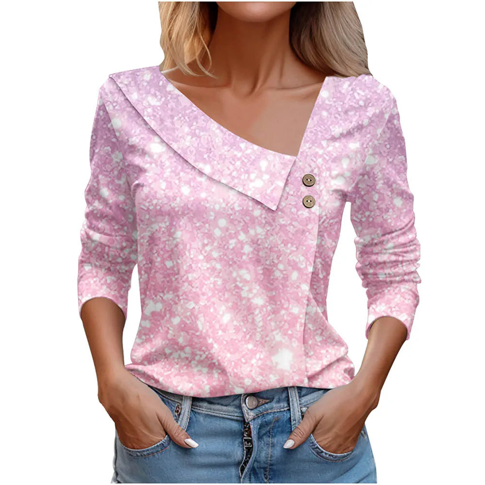 T Shirt For Women Fashion Long Sleeve Top White Floral Print Shirts And Blouses Autumn Winter Clothes For Women