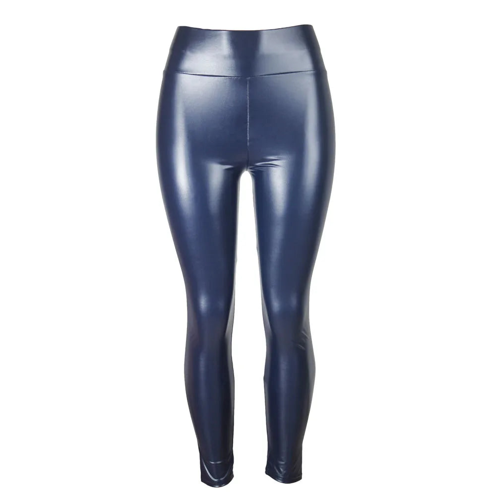 Plus Size Women's Fashion Skinny Leather Leggings Long Pants Female High Waisted Stretchy Trousers Leather Pants