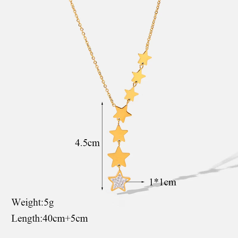 GANEMLY 316L Stainless Steel Water Drop Pendant Necklace For Women Trendy Drawstring Neck Chain 18K Gold Plated Jewelry Gift