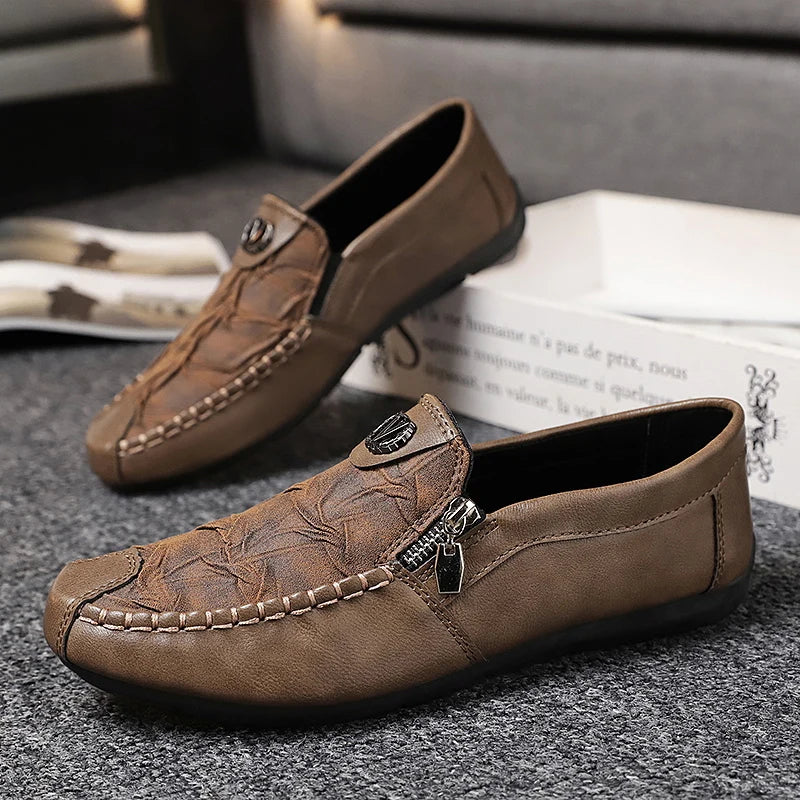 Super Comfortable Men Casual Shoes Soft Genuine Leather Loafers High Quality Male Driving Shoes Fashion Soft Printed Leather Sho