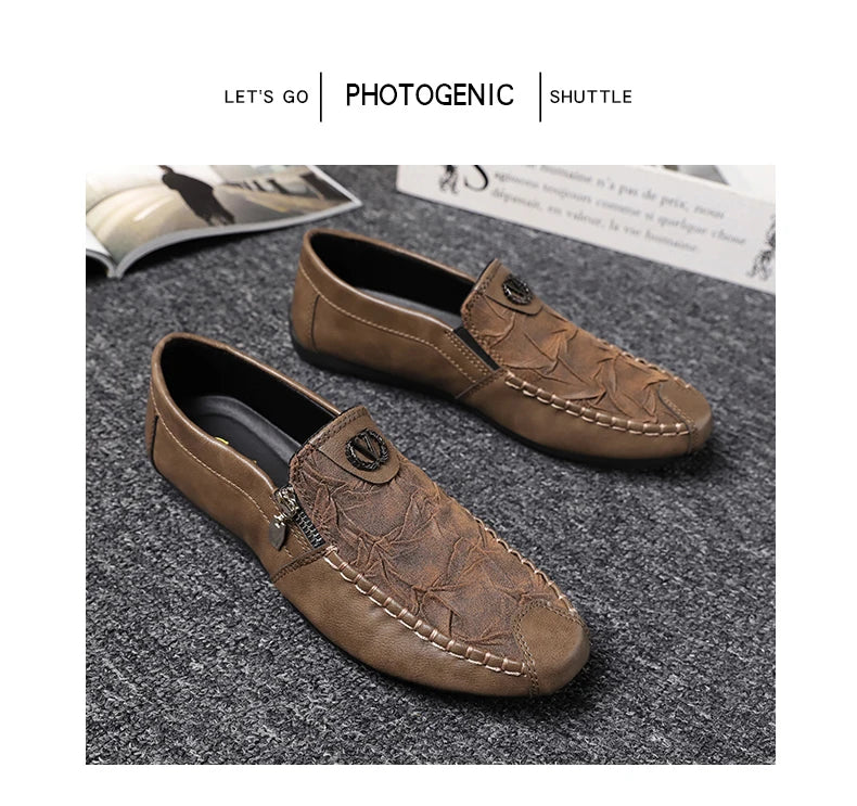 Super Comfortable Men Casual Shoes Soft Genuine Leather Loafers High Quality Male Driving Shoes Fashion Soft Printed Leather Sho