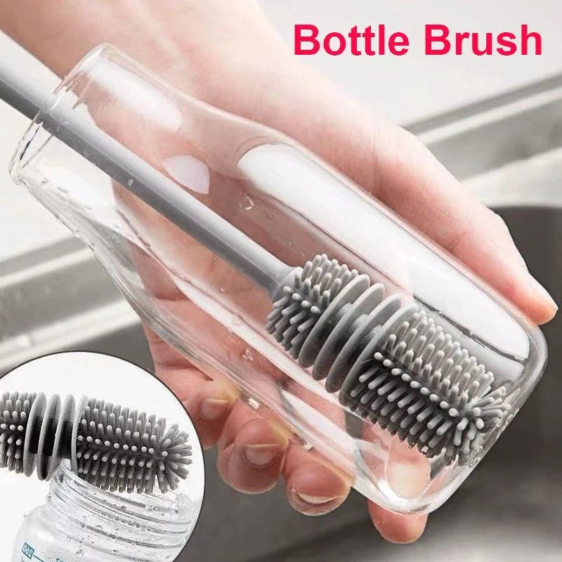 Silicone Milk Bottle Brush Cup Scrubber Glass Cleaner Kitchen Cleaning