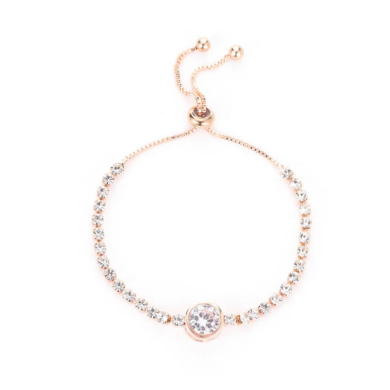 Luxury AAA Zircon Opal Clover Adjustable Bracelet For Women New Fashion Sparkling Gold Color Bracelet Wedding Jewelry Party Gift