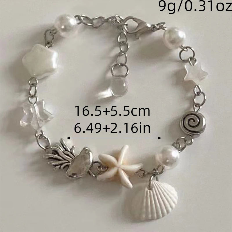 One Piece Fashion Exquisite Love Envelope Strawberry Star Bow Y2K Flower Silver Colour Bracelet Woman Party Gift Daily