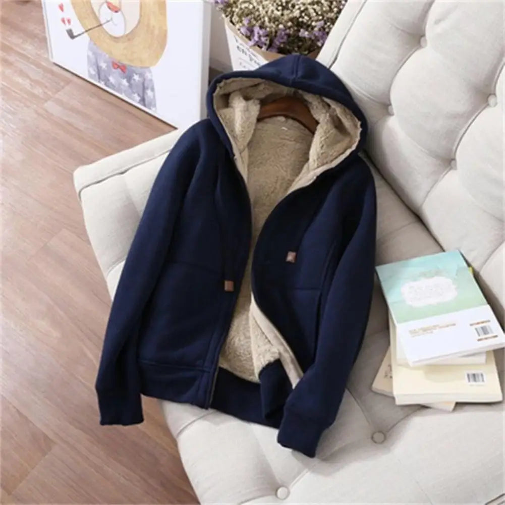 2-piece Sets Winter Thicken Fleece Sweatshirts Hoodies Women Two-piece Suit Casual Sports Sets Female Short Coat Straight Pants