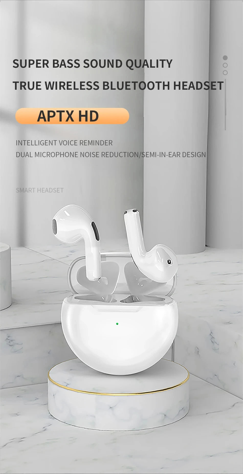 Air Pro 6 TWS Wireless Earbuds - In-Ear Bluetooth Headset w/ Mic for Xiaomi