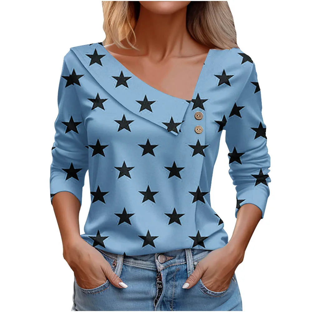 T Shirt For Women Fashion Long Sleeve Top White Floral Print Shirts And Blouses Autumn Winter Clothes For Women