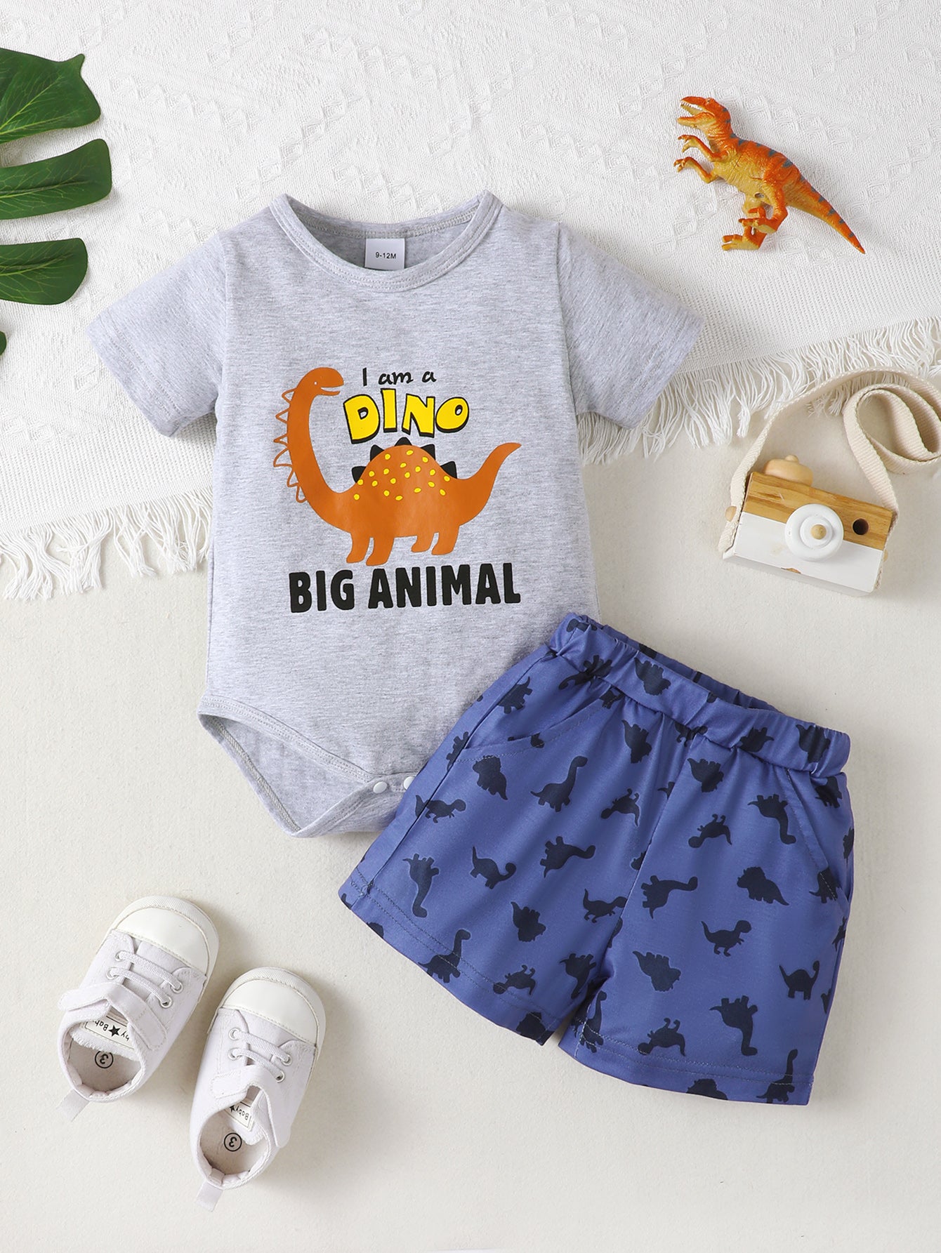 2CPS Summer Baby Boy Clothes Set Cartoon Lion Short Sleeved Bodysuit+Shorts Leisure Home Clothing for Infant Boy 3-18 Months