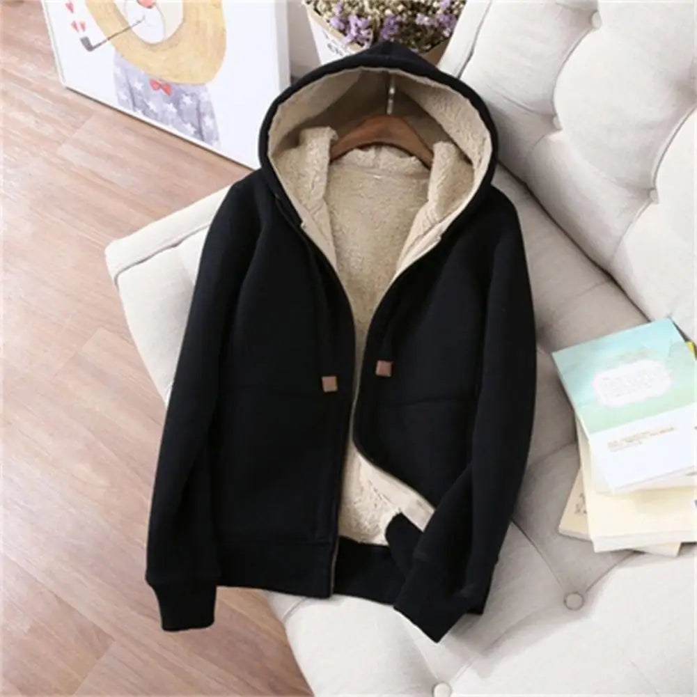 2-piece Sets Winter Thicken Fleece Sweatshirts Hoodies Women Two-piece Suit Casual Sports Sets Female Short Coat Straight Pants