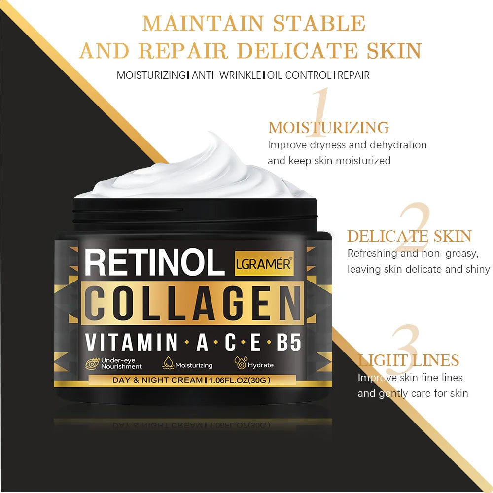 Men's Retinol Collagen Face Cream Skincare Moisturizing Brightening Hydrating Smooth Wrinkles Firming Facial Face Men Skin Care