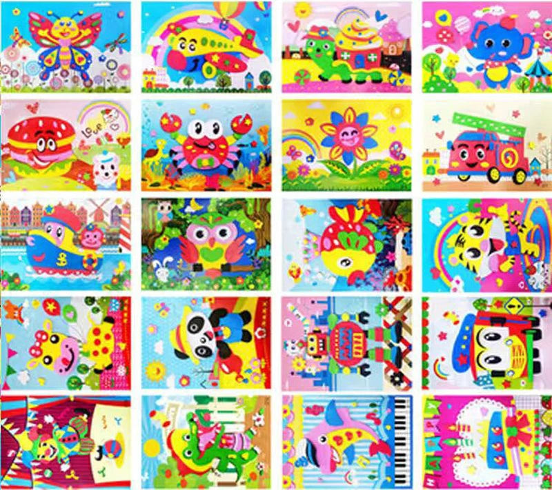 5/10/20Pcs/lot Kids DIY 3D EVA Foam Sticker Cartoon Animal Multi-patterns Styles Puzzles Game Art Craft Early Educational Toys