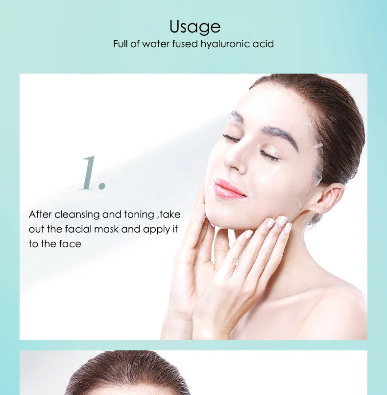 10pcs Hyaluronic Acid Hydrating Facial Mask Sheet Masks for Face Hydrating Shrinking Pores Moisturizing Face Masks Skin Care