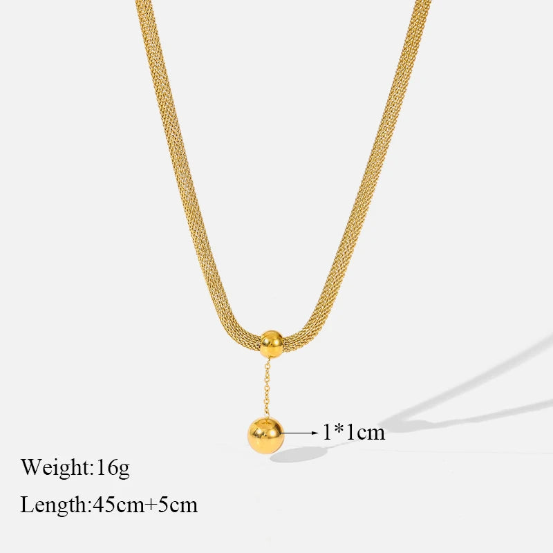 GANEMLY 316L Stainless Steel Water Drop Pendant Necklace For Women Trendy Drawstring Neck Chain 18K Gold Plated Jewelry Gift