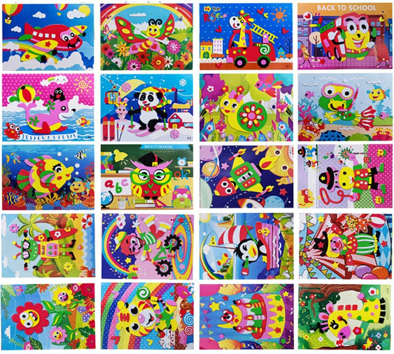 5/10/20Pcs/lot Kids DIY 3D EVA Foam Sticker Cartoon Animal Multi-patterns Styles Puzzles Game Art Craft Early Educational Toys