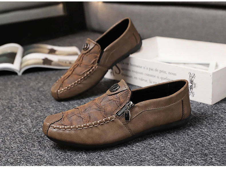 Super Comfortable Men Casual Shoes Soft Genuine Leather Loafers High Quality Male Driving Shoes Fashion Soft Printed Leather Sho