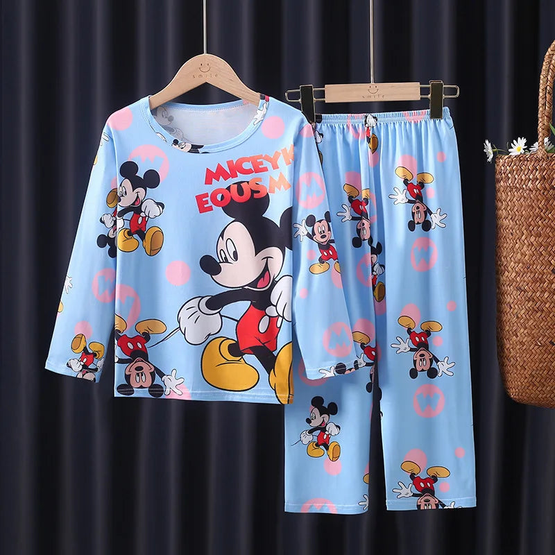 2pcs/set New Children Pyjamas Mickey Cartoon Boys and Girls Sets Kid Home Wear young boys and girls Casual Sleepwear Suit