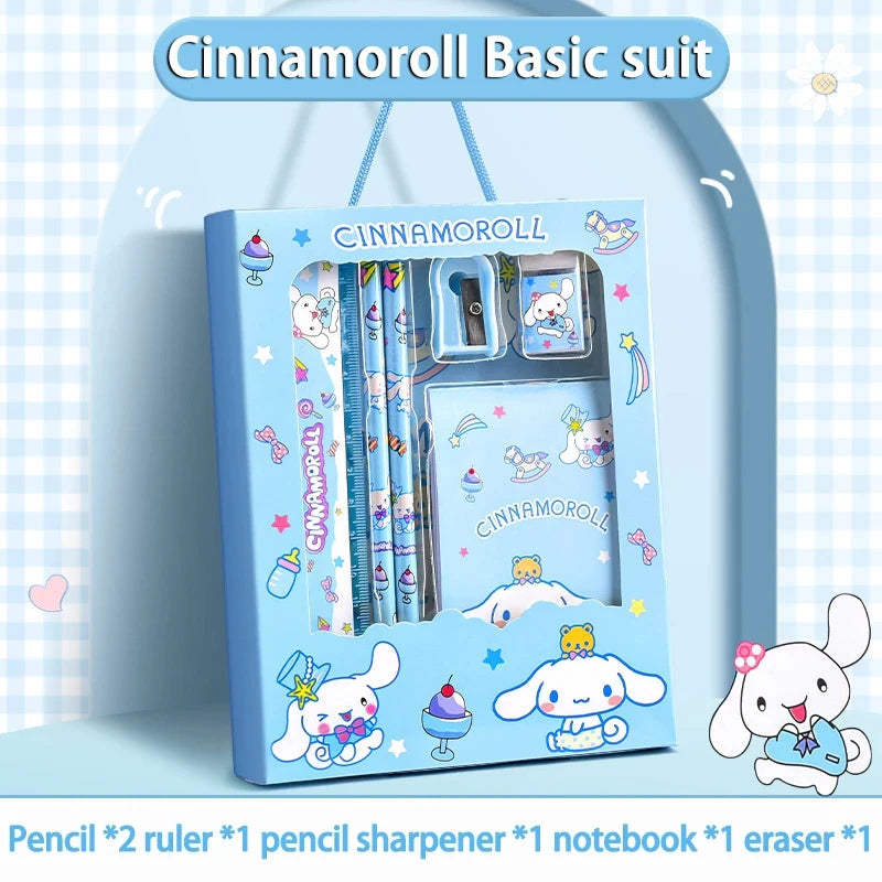 Sanrio Kuromi Melody Cinnamoroll Stationery Gift Box Girls Primary School 12-Piece School Supplies for Children Kawaii New Hot