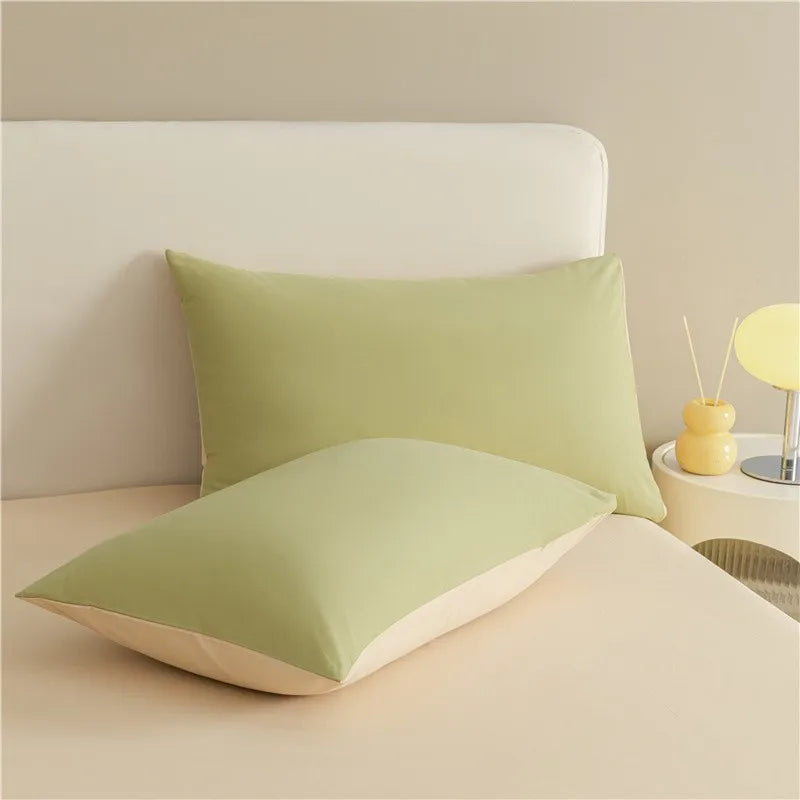 100%Brushed Cotton Solid Plain Reversible Duvet cover+2Pcs Pillowcases Twin Double Queen King size 3Pcs Soft Bedding set