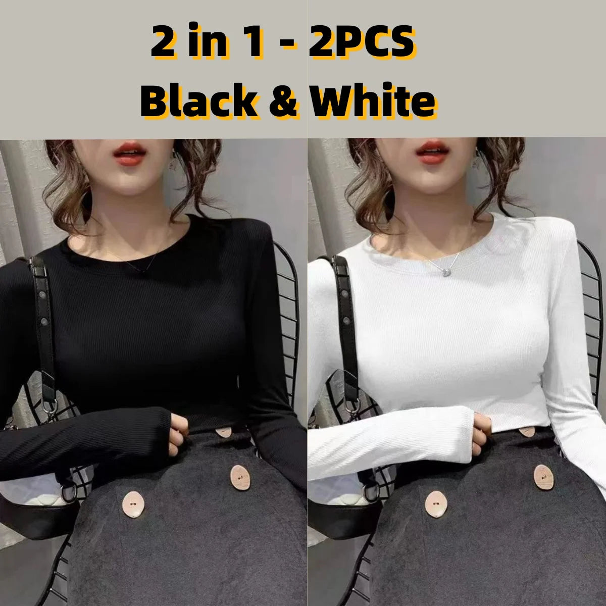 Autumn Office Lady Basic O-Neck Slim T-Shirt Women Solid Multi Color All-Match Trend Casual Top Screw Thread Long Sleeve Elastic