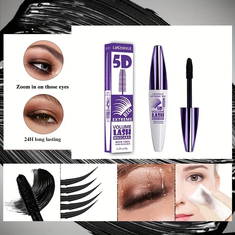 5D Extreme Volume Lash Mascara,Waterproof And Long-Lasting,Natural Thickening And Curling Eyelash Extension