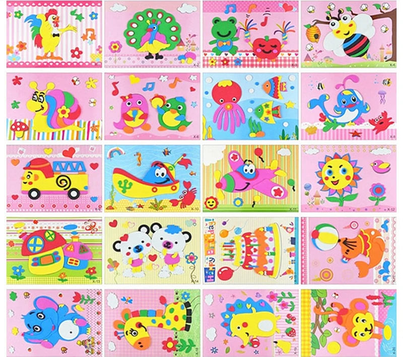 5/10/20Pcs/lot Kids DIY 3D EVA Foam Sticker Cartoon Animal Multi-patterns Styles Puzzles Game Art Craft Early Educational Toys