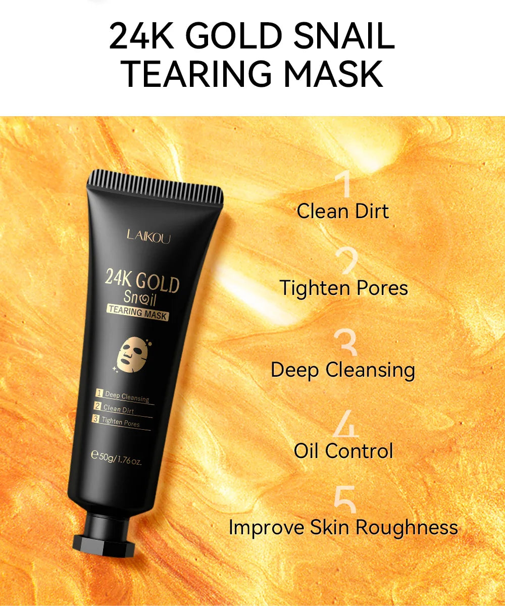 LAIKOU 24K Gold Sakura Peeling Face Mask Anti Wrinkle Whitening Blackhead Removal Facial Tear Off Mask Skin Care Products