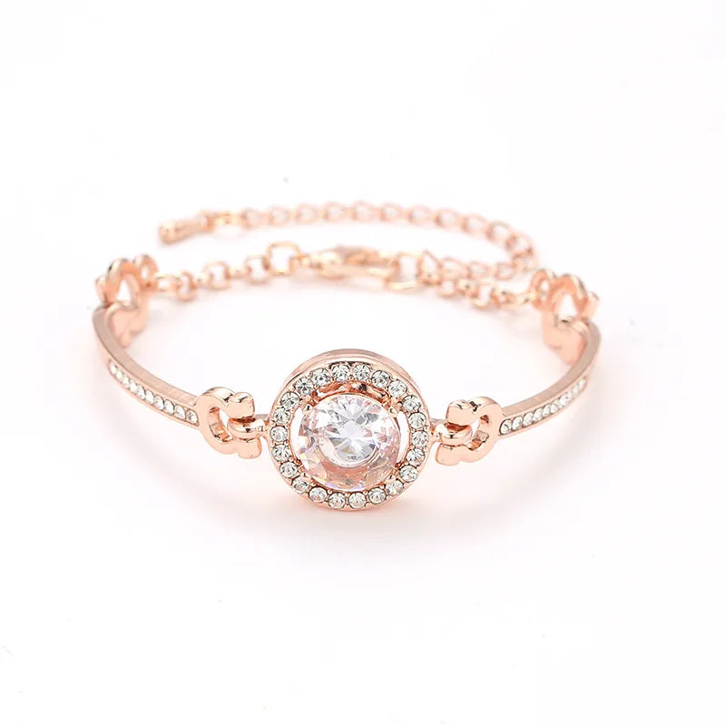 Luxury AAA Zircon Opal Clover Adjustable Bracelet For Women New Fashion Sparkling Gold Color Bracelet Wedding Jewelry Party Gift