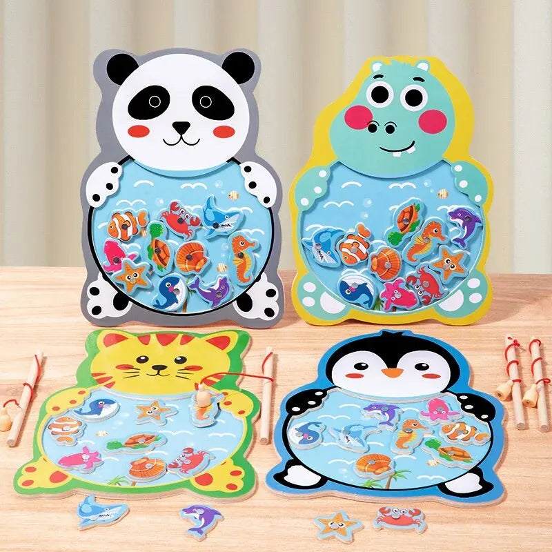 1 Set Kids Animal Cognition Fishing Toy Baby Early Education Hand Eye Coordination Board Game Toy