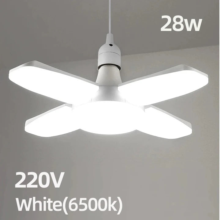 Fan Foldable 28W LED Bulb - 40W Deformable Ceiling Light for Home & Garage 6500K