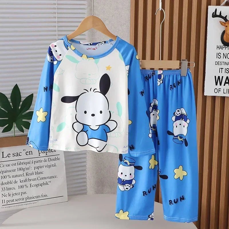 2024 Autumn Children Pajama Sets Girl Long Sleeved Pants Pijamas Boys Cartoon Sleepwear Cute Kids Loungewear Korean Home Clothes