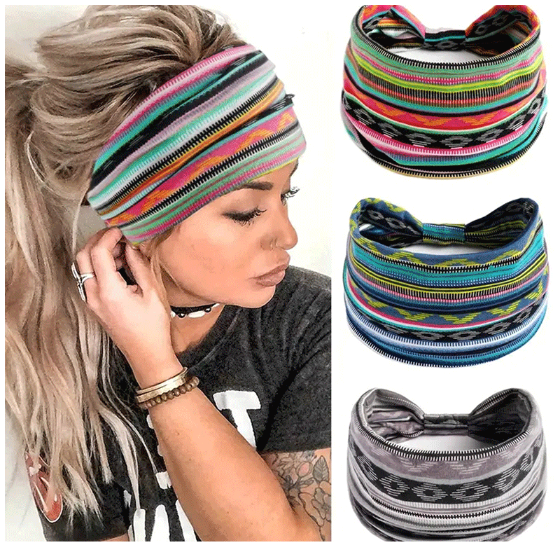 1 Pc Women's Bohemian Style Elastic Headscarf - Fashionable, Breathable, Cotton