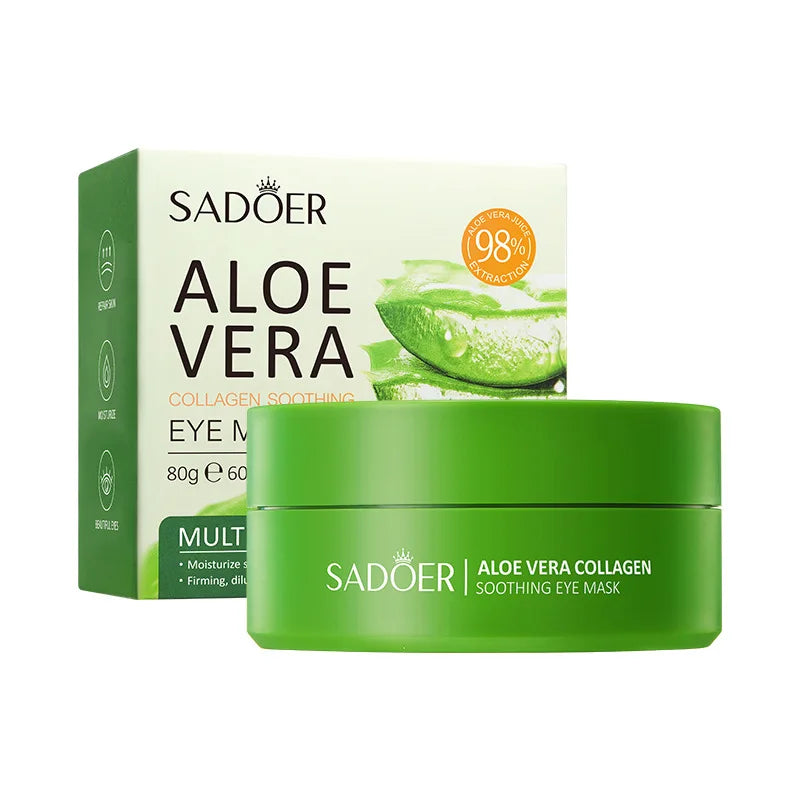 60pcs SAODER Aloe Vera Collagen Eye Mask Anti Dark Circles Eyes Bags Moisturizing Firming Eye Patches Eyes Skin Care Products