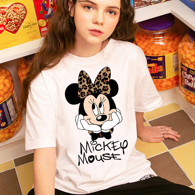 Kawaii Women T-Shirts Mickey Anime Blouses Y2k Clothing Graphic T Shirts Clothes Harajuku Oversized T Shirt Womens Tops