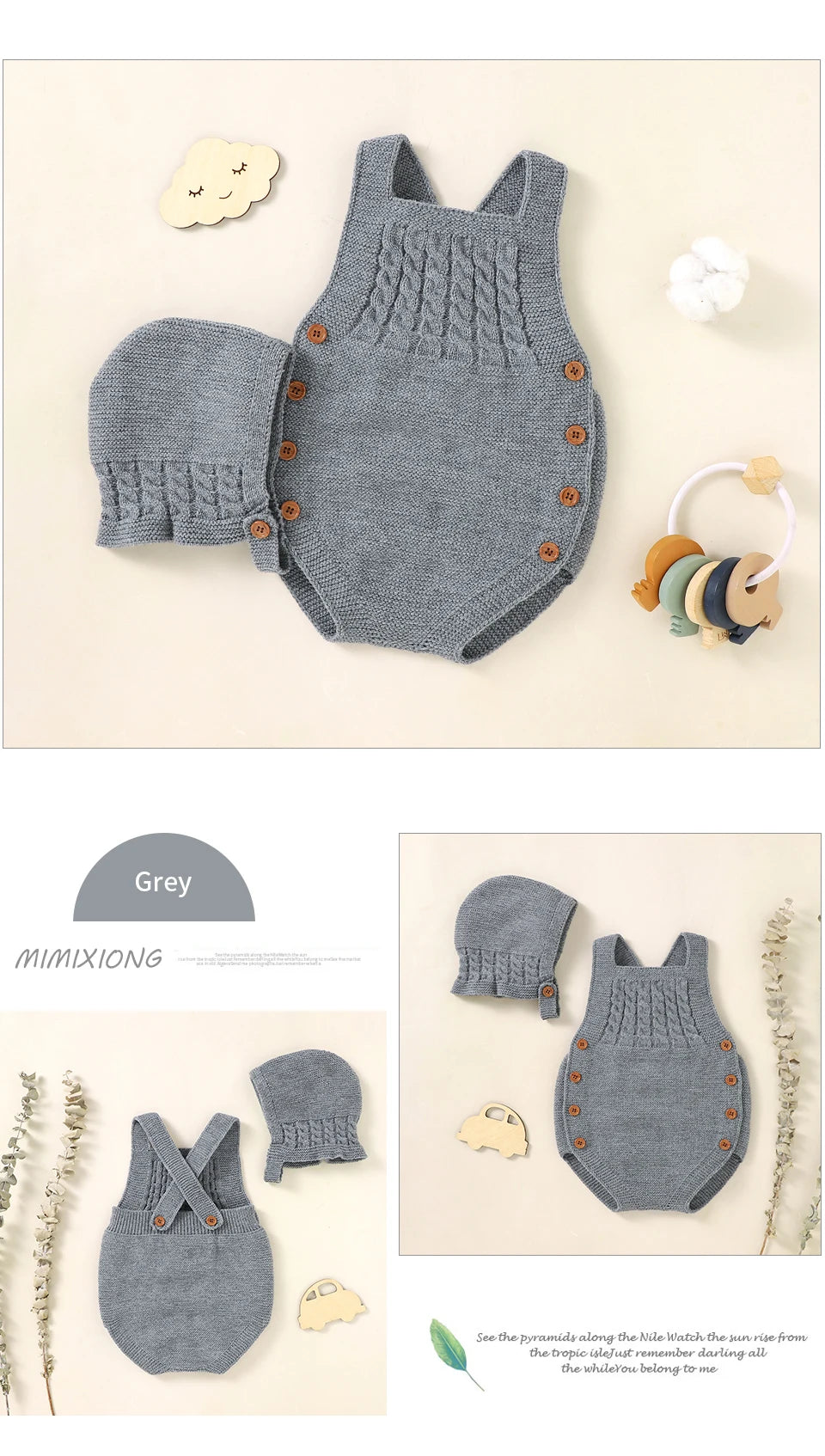 Baby Bodysuits Clothes Spring Autumn Sleeveless Knitting Newborn Boys Girls Solid Onesie Hats Sets 2pcs Infant Coveralls Outfits