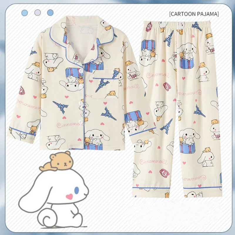 2pcs Girl's Kids Cinnamoroll Kuromi Print Pajama Set, Long Sleeve & Pants, Casual Home Wear Set, As Daily Gift, For All Seasons