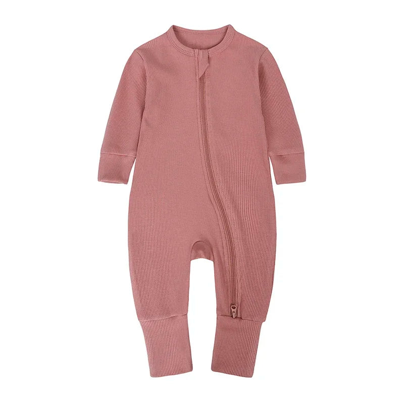 2025 Spring Newborn Baby Boy Romper Thicken Bamboo Infant Clothes Long Sleeve Ribbed Bodysuit Kid Girl Jumpsuit Sleeper Pajamas