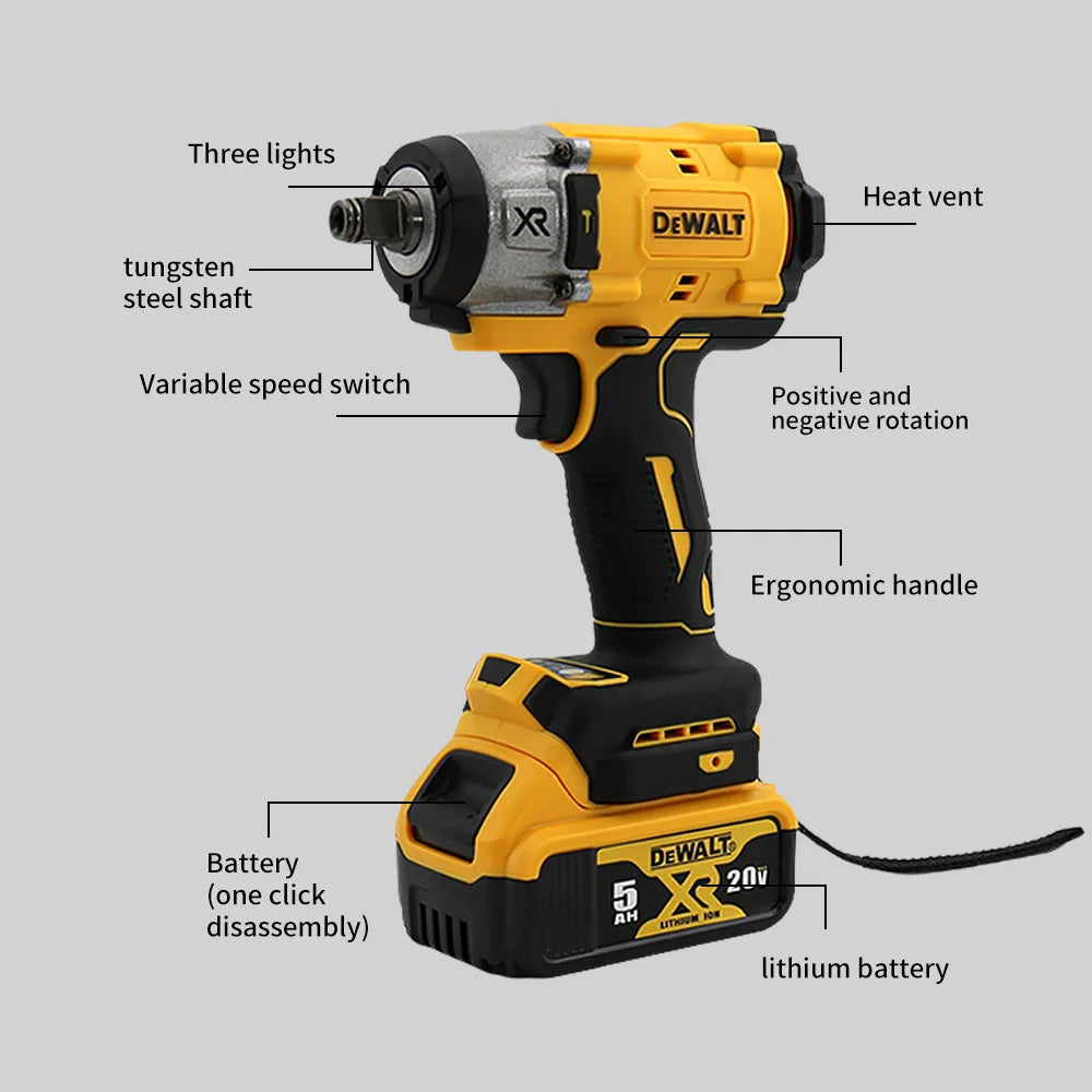 Dewalt 20V Brushless Impact Wrench: 3000RPM Cordless  for Car & Truck Repairs