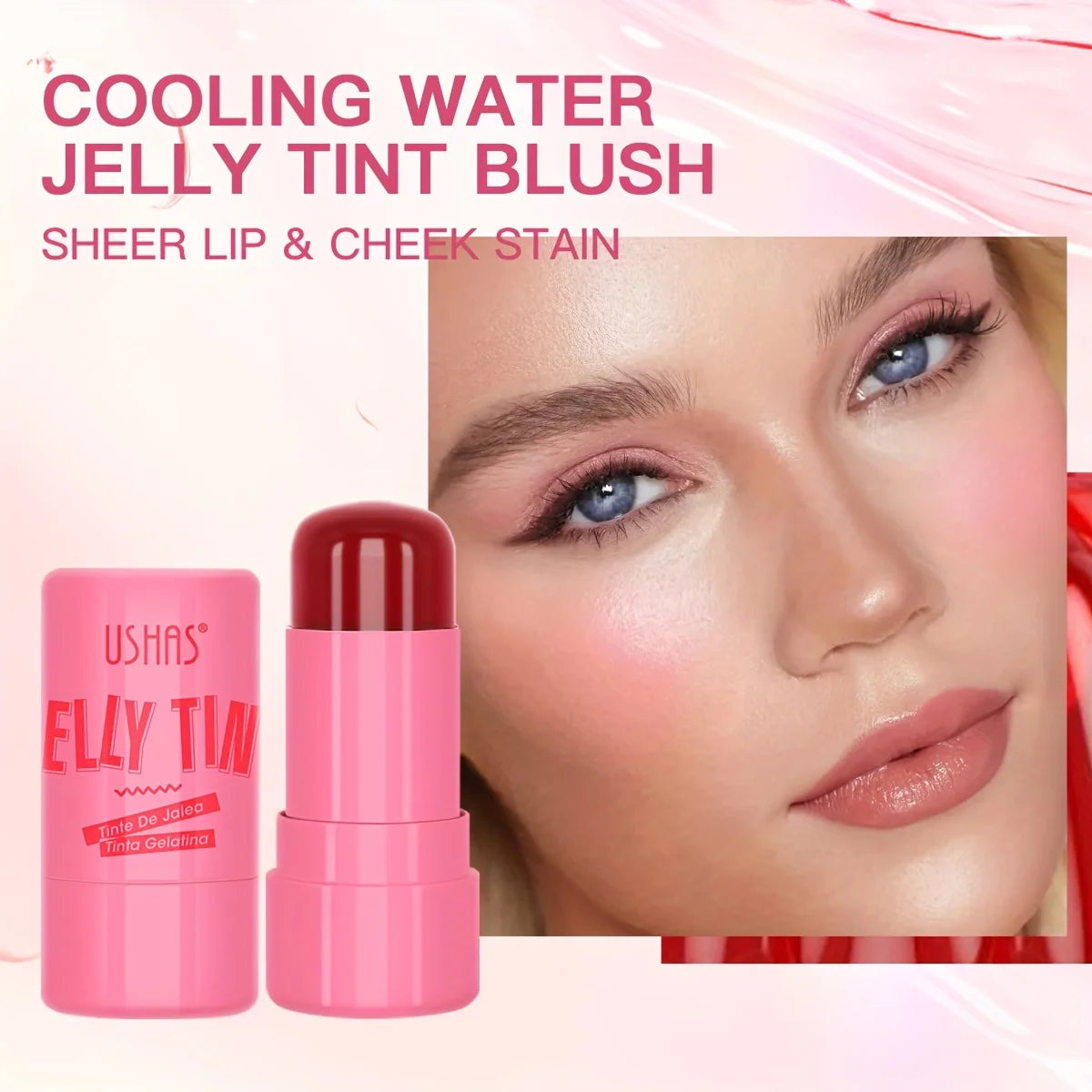 4 Colors Jelly Blush Stick Lip Balm Eyeshadow 3-in-1 Multi-Use Matte Blush