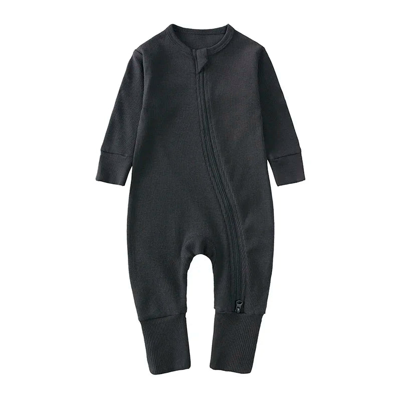 2025 Spring Newborn Baby Boy Romper Thicken Bamboo Infant Clothes Long Sleeve Ribbed Bodysuit Kid Girl Jumpsuit Sleeper Pajamas