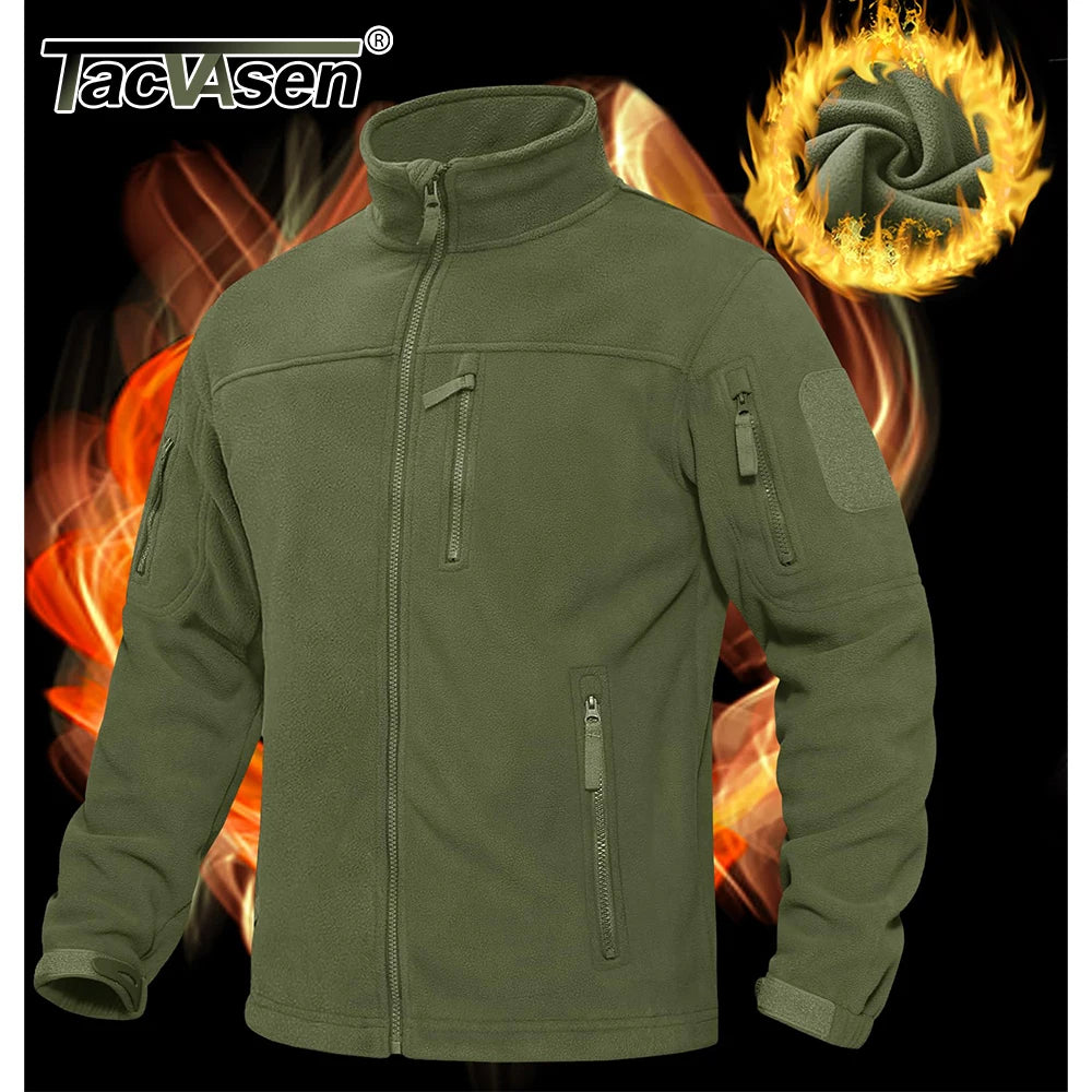 TACVASEN Men's Fleece Jacket -Warm Windproof Zip-Up Coat with Multiple Pockets