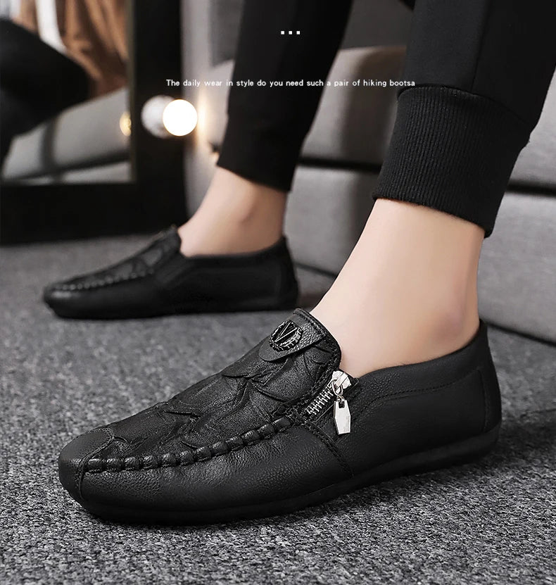 Super Comfortable Men Casual Shoes Soft Genuine Leather Loafers High Quality Male Driving Shoes Fashion Soft Printed Leather Sho