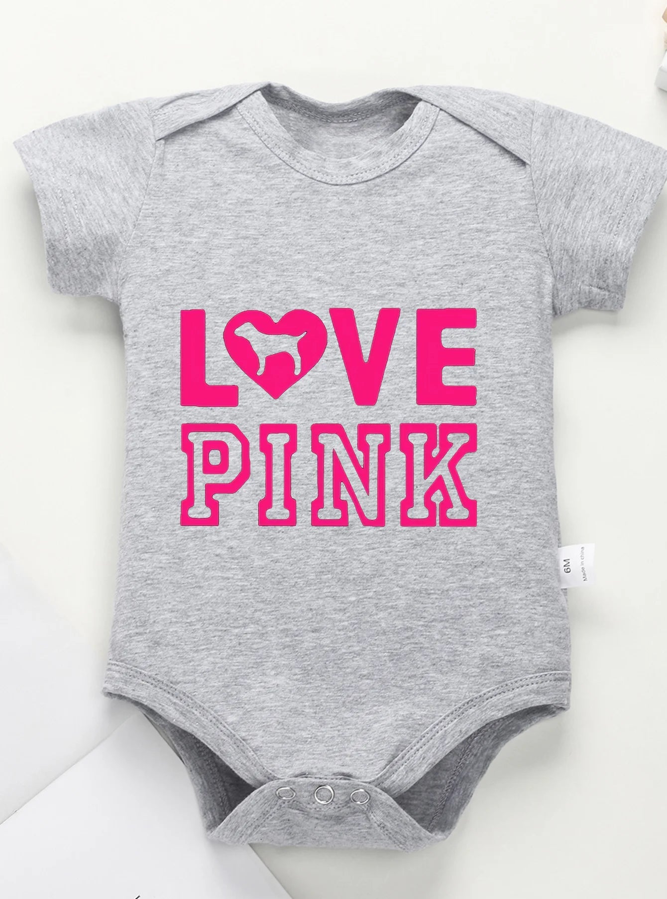 Baby Girl Boy High Quality Infant Fashion Love Pink Printing Bodysuit Newborn Clothes Rompers Jumpsuit Toddler Trendy