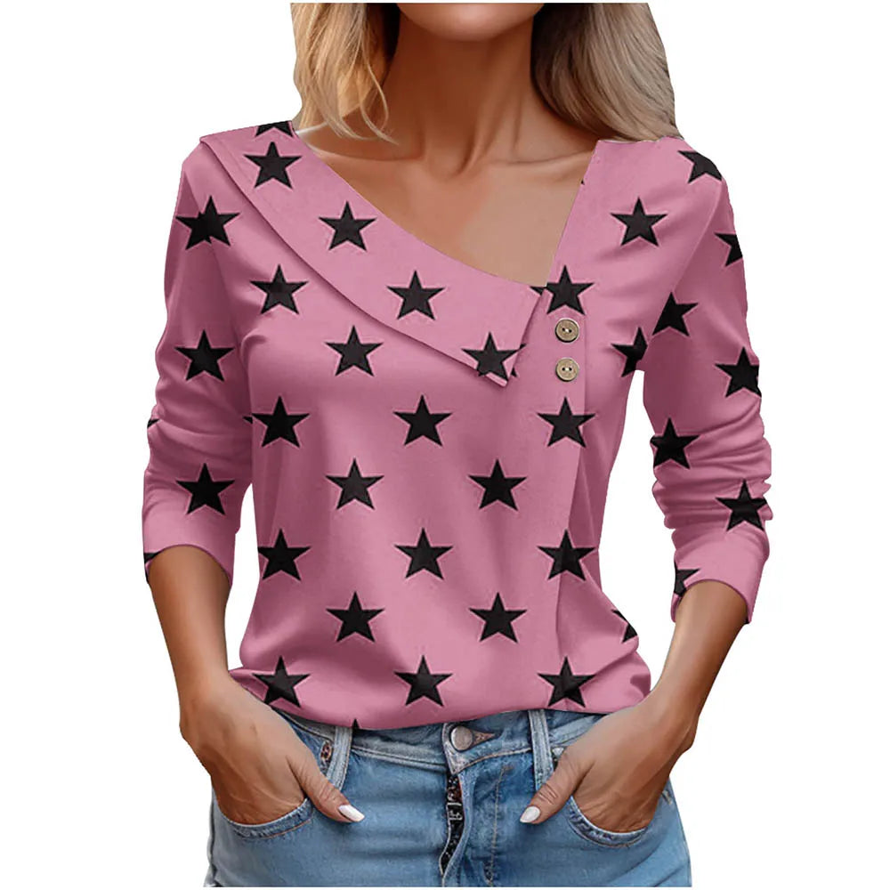 T Shirt For Women Fashion Long Sleeve Top White Floral Print Shirts And Blouses Autumn Winter Clothes For Women