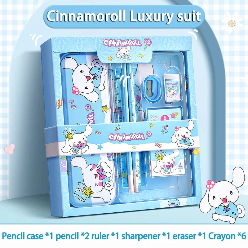 Sanrio Kuromi Melody Cinnamoroll Stationery Gift Box Girls Primary School 12-Piece School Supplies for Children Kawaii New Hot