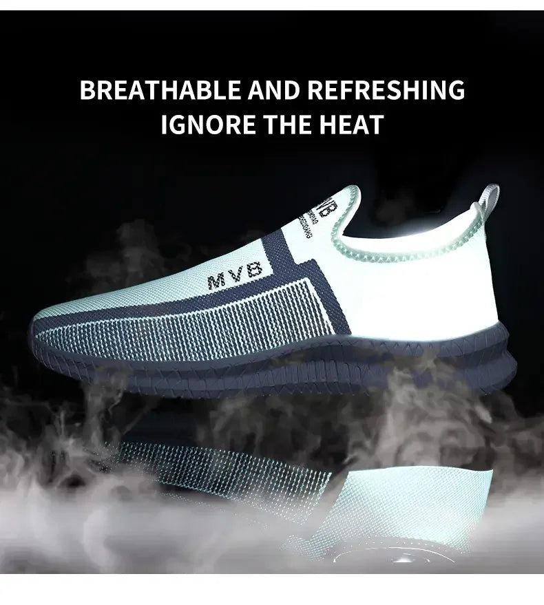 Fashion Outdoor Jogging Sports Shoes Outdoor Flying Weave Breathable Mesh Shoes Lace Up Cushioning Running Shoes for Men