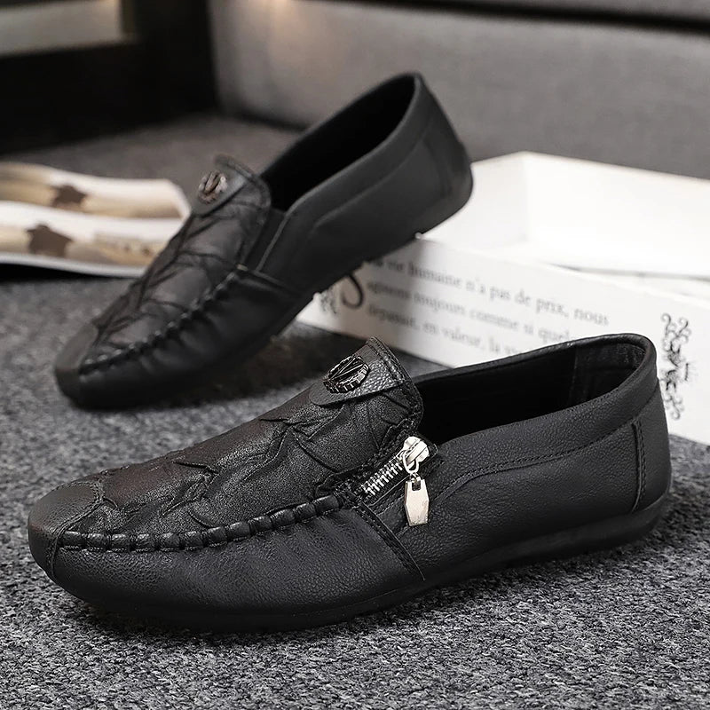 Super Comfortable Men Casual Shoes Soft Genuine Leather Loafers High Quality Male Driving Shoes Fashion Soft Printed Leather Sho