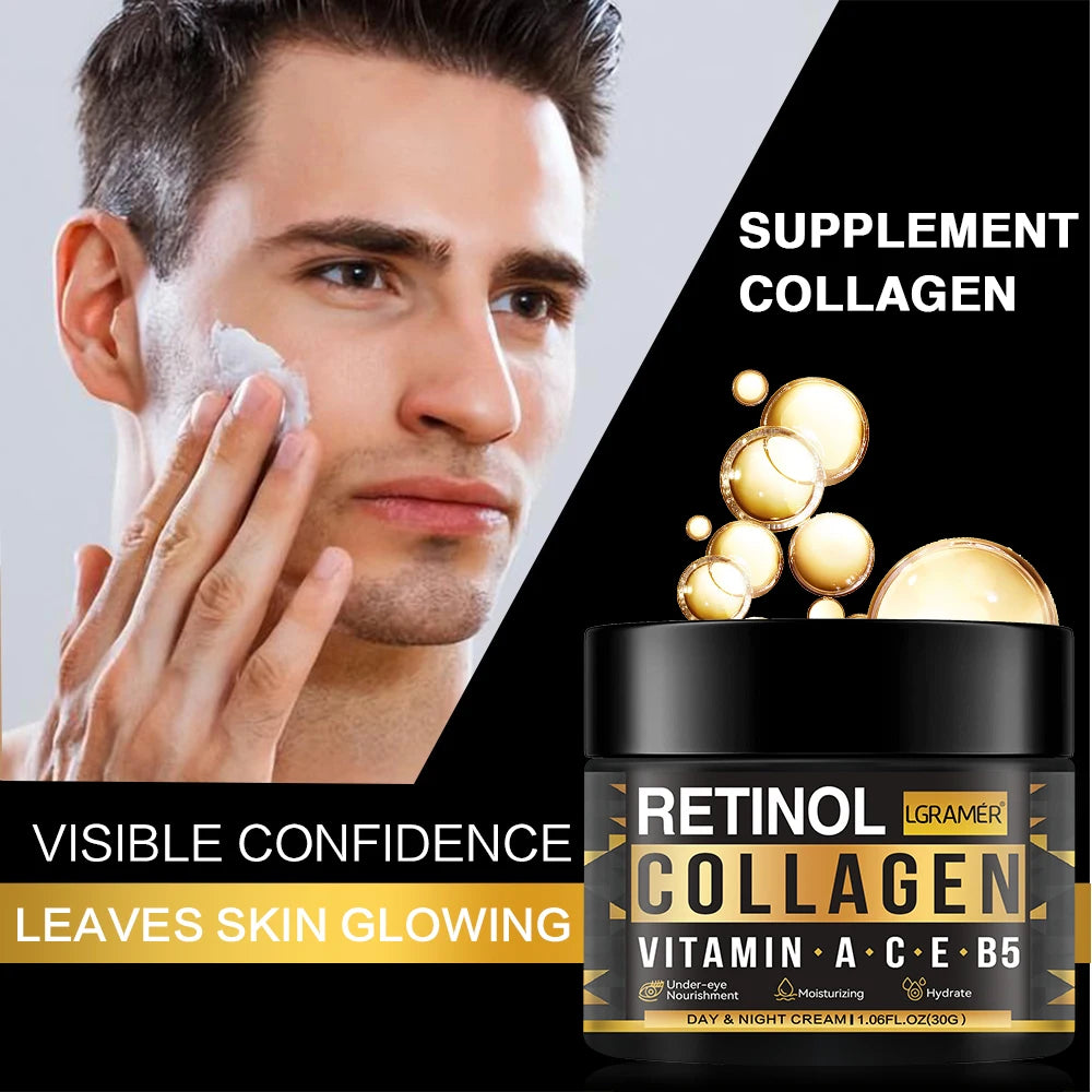 Men's Retinol Collagen Face Cream Skincare Moisturizing Brightening Hydrating Smooth Wrinkles Firming Facial Face Men Skin Care