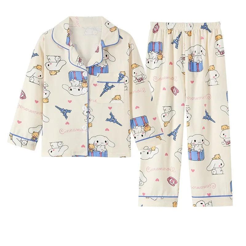 2pcs Girl's Kids Cinnamoroll Kuromi Print Pajama Set, Long Sleeve & Pants, Casual Home Wear Set, As Daily Gift, For All Seasons