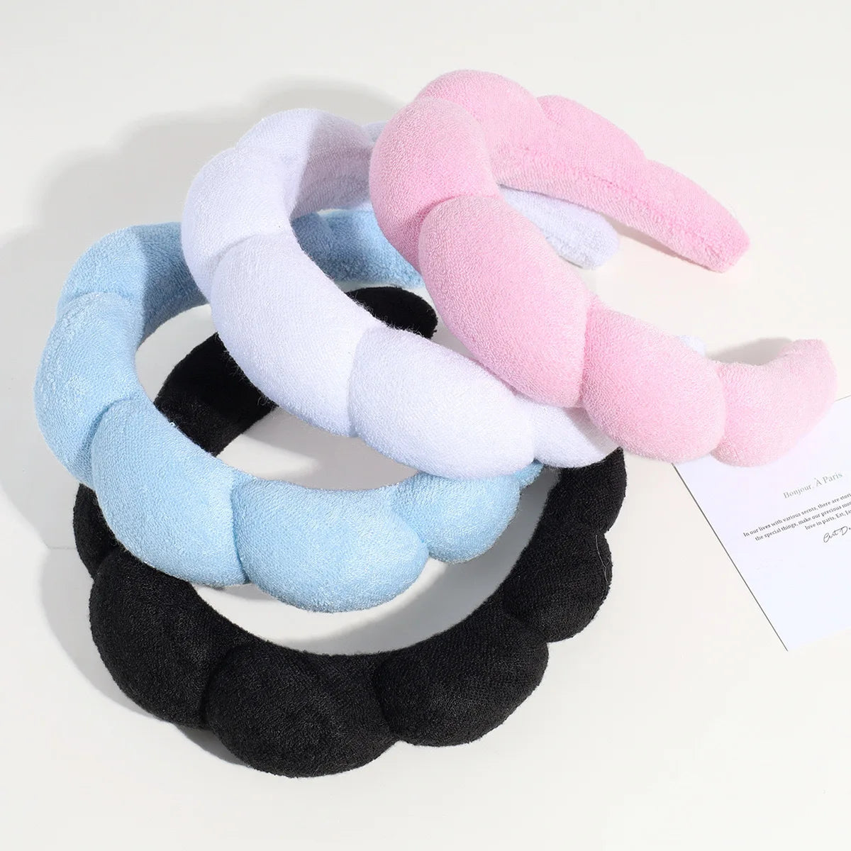 3PCS Stylish Washing Headband Set Wristbands Scrunchies Spa Bubble Headband